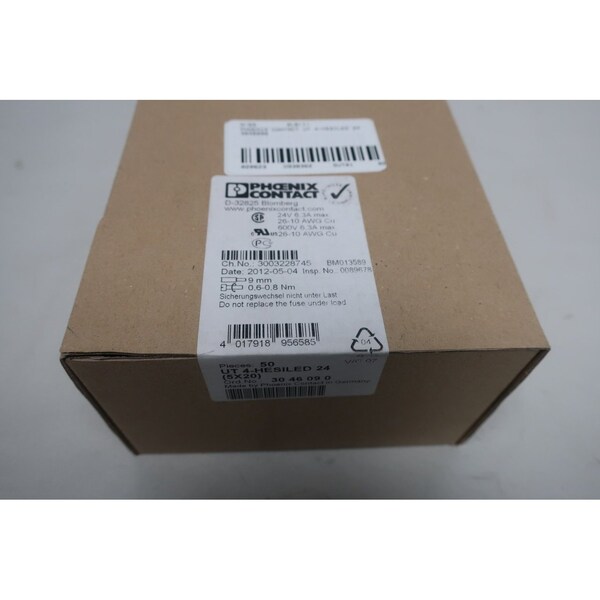Phoenix Contact Terminal And Contact Block, UT 4HESILED 24 3046090 - UT 4-HESILED 24 3046090