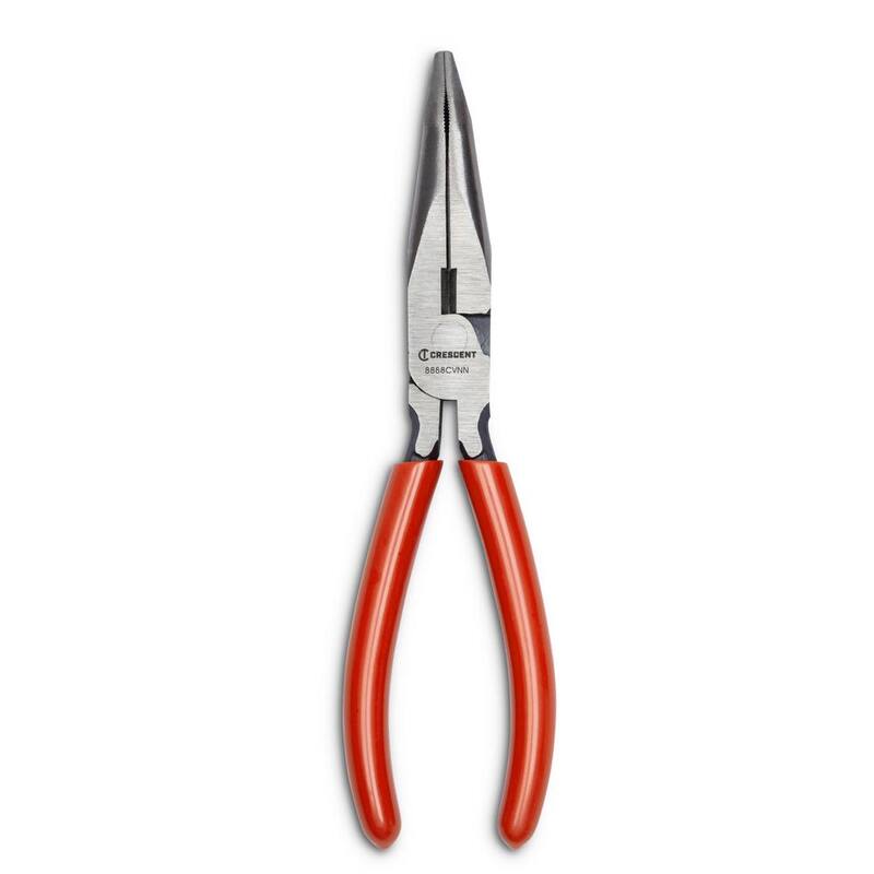 Crescent 8 in. Bent Long Nose Plier with Dipped Grip - 8888CVNN