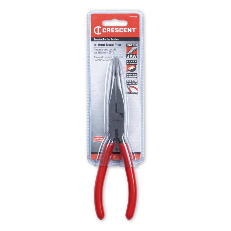 Crescent 8 in. Bent Long Nose Plier with Dipped Grip - 8888CVNN