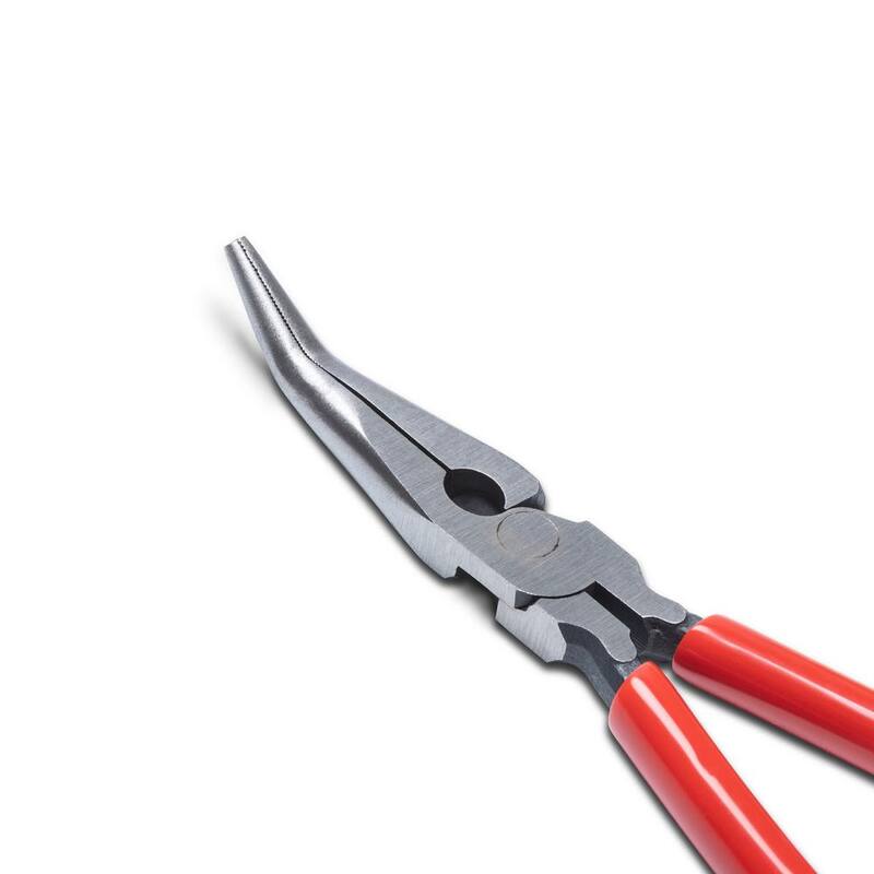 Crescent 8 in. Bent Long Nose Plier with Dipped Grip - 8888CVNN