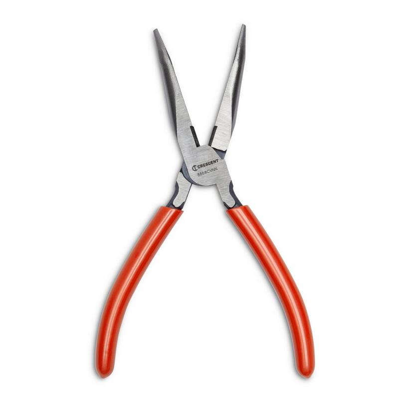 Crescent 8 in. Bent Long Nose Plier with Dipped Grip - 8888CVNN