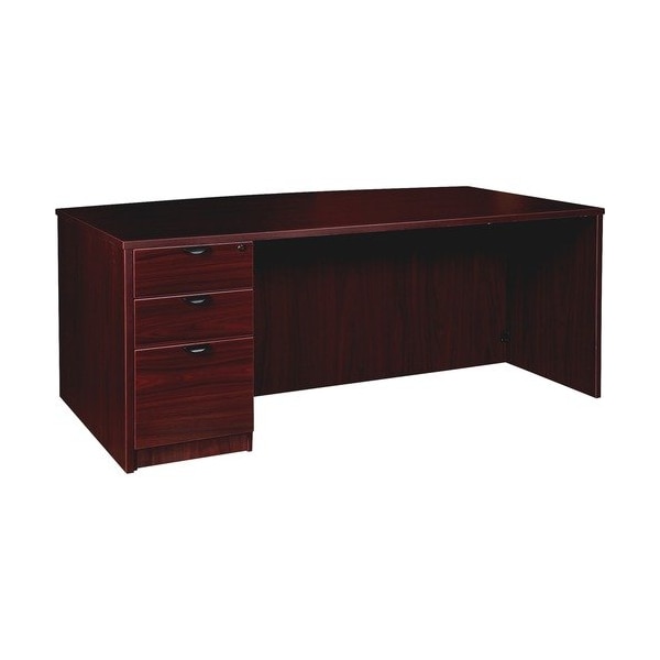 Lorell DESK, LT, SGLPED, BOW, 42X72, MY - LLRPD4272LSPBMY