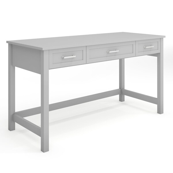 Martha Stewart Hutton Shaker Style Home Office 3 Drawer Desk in Gray w/Brushed Nickel Hardware - ZG-ZP-20-GY-MS