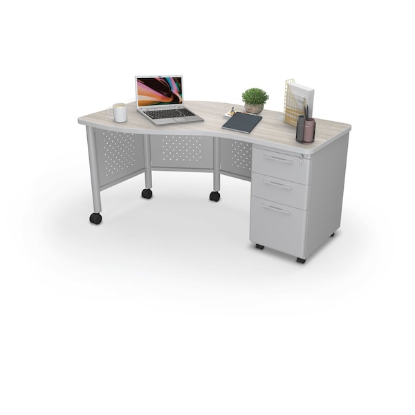 Mooreco Instructor Desk Right 29.8"H x 60"W x 36.3"D Grey Elm - 91785-8201-PL