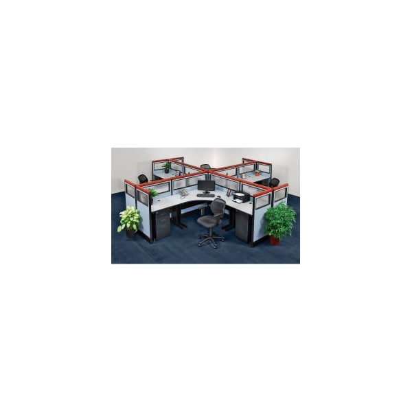 Global Equipment Interion    Pre-Configured 4 Person Office Cubicle - 695066