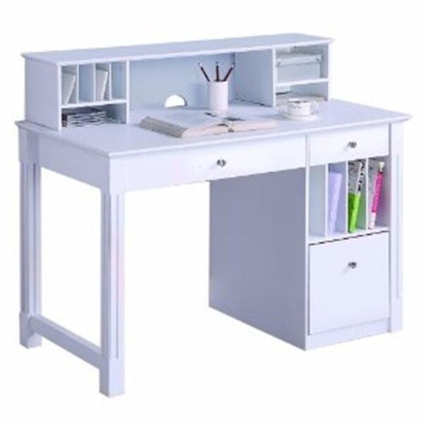 Walker Edison Furniture Walker Edison DW48D30-DHWH Deluxe Solid Wood Desk w/ Hutch - White - DW48D30-DHWH