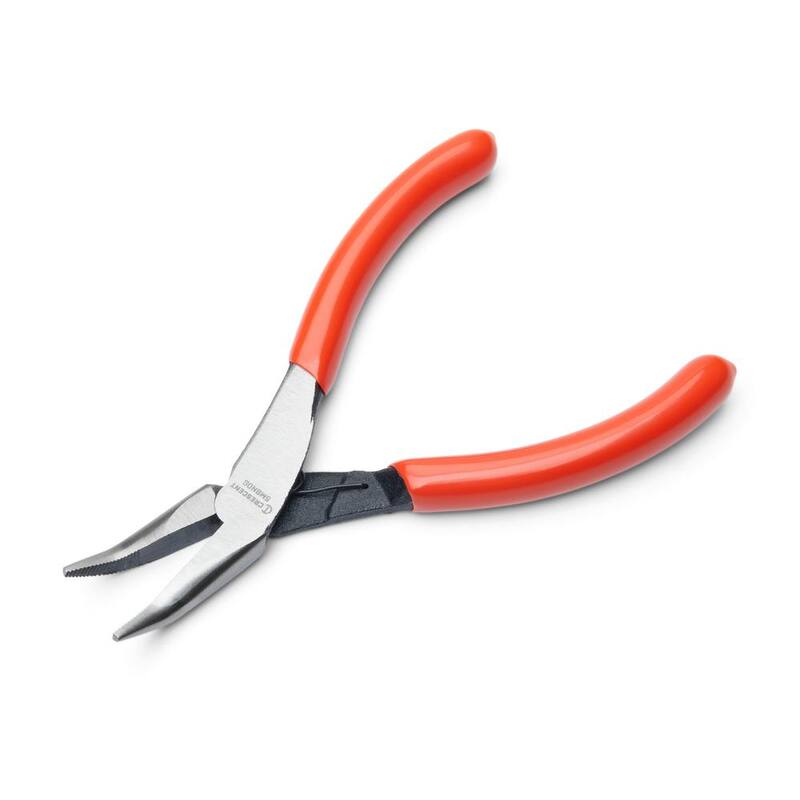 Crescent 5 in. Mini Bent Long Nose Pliers with Dipped Handles - 5MBNDG