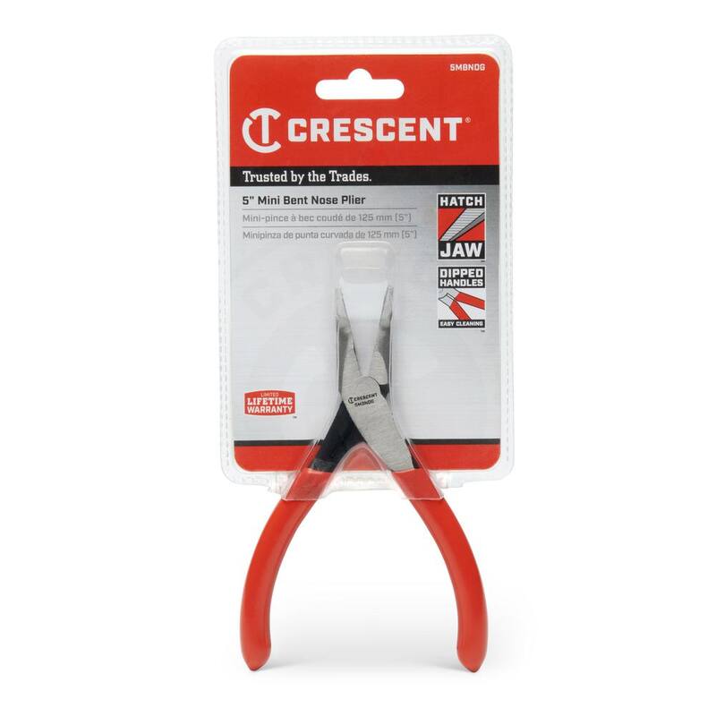 Crescent 5 in. Mini Bent Long Nose Pliers with Dipped Handles - 5MBNDG