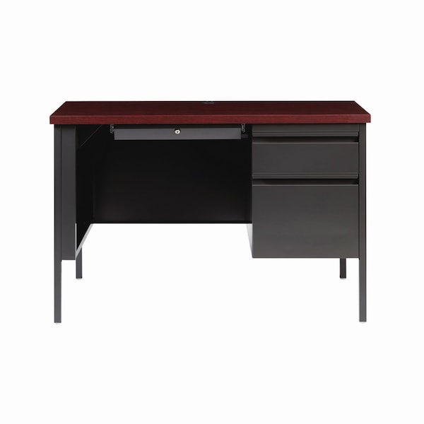 Alera Single Pedestal Steel Desk, 45 in. x 24 in. x 29.5 in., Mahogany/Charcoal, Charcoal Legs - ALEHSD4524CM