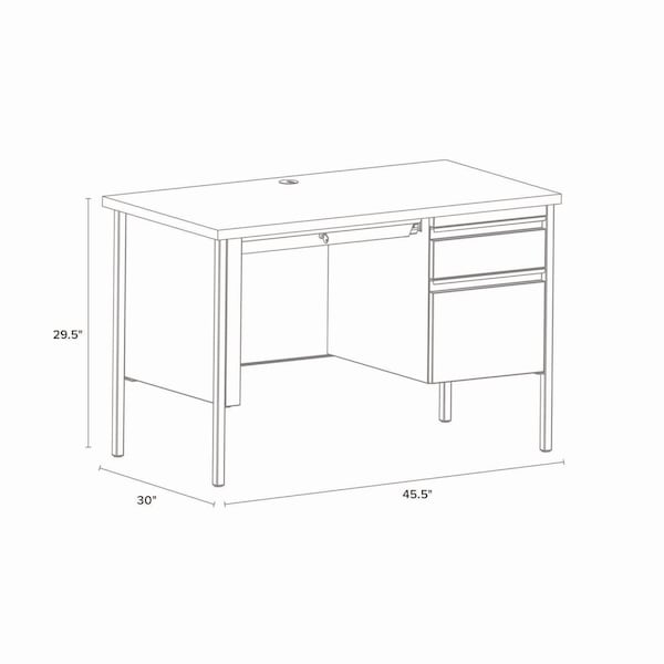 Alera Single Pedestal Steel Desk, 45 in. x 24 in. x 29.5 in., Mahogany/Charcoal, Charcoal Legs - ALEHSD4524CM