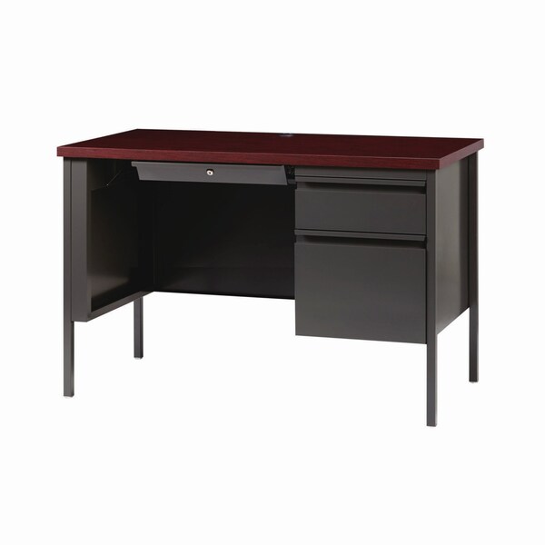 Alera Single Pedestal Steel Desk, 45 in. x 24 in. x 29.5 in., Mahogany/Charcoal, Charcoal Legs - ALEHSD4524CM