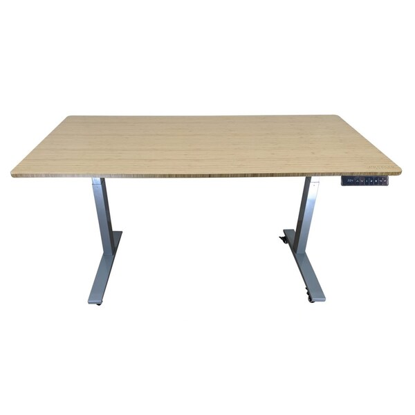 Uncaged Ergonomics RiseUpElectricStandingDesk60X30"BambooDesktopSitStandOffice, Rugb - RUGB