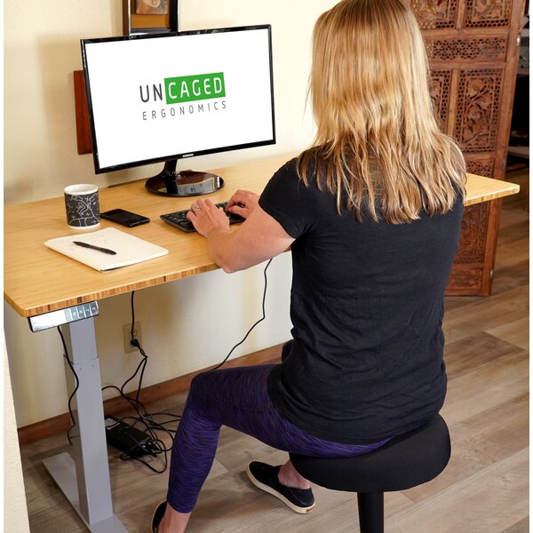 Uncaged Ergonomics RiseUpElectricStandingDesk60X30"BambooDesktopSitStandOffice, Rugb - RUGB
