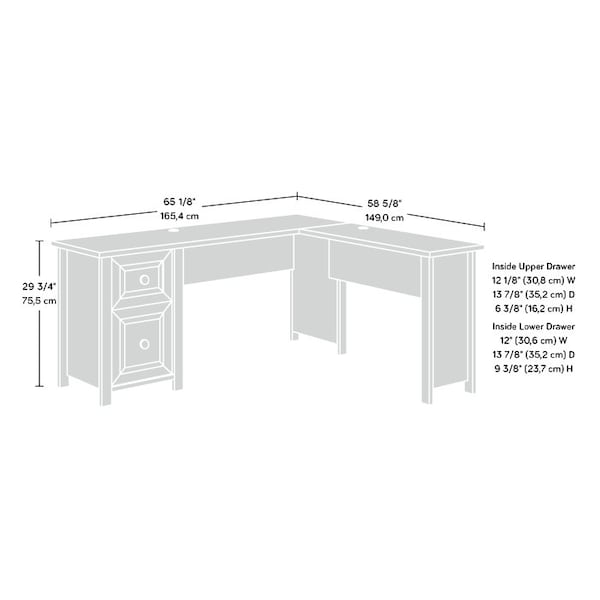 Sauder 58.661 in D X 29.724 in H, 65.118 in W X Engineered wood, Timber Oak - 435177