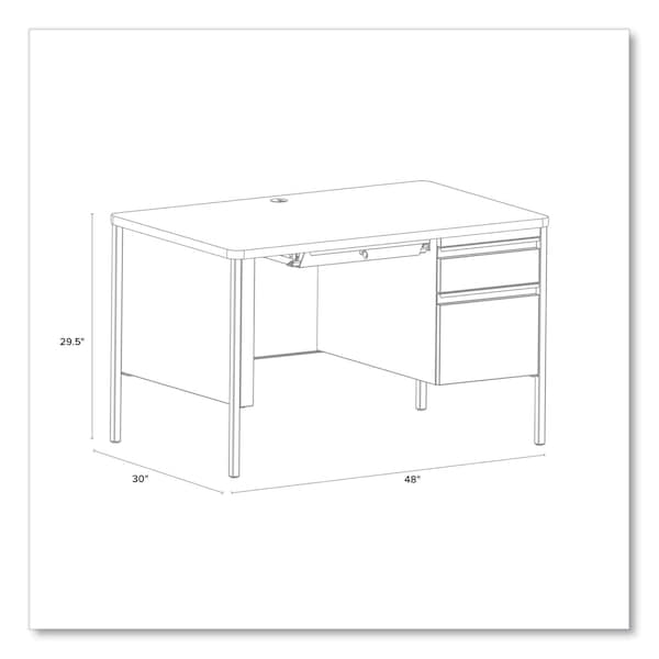 Hirsh Industries Teachers Pedestal Desks, One Right-Hand Pedestal: Box/File Drawers, 48inx30inx29.5in, Maple/Black - 24344