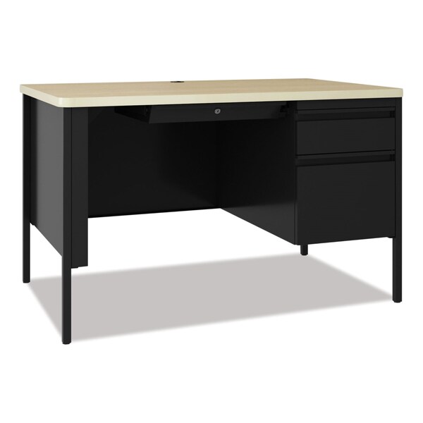 Hirsh Industries Teachers Pedestal Desks, One Right-Hand Pedestal: Box/File Drawers, 48inx30inx29.5in, Maple/Black - 24344