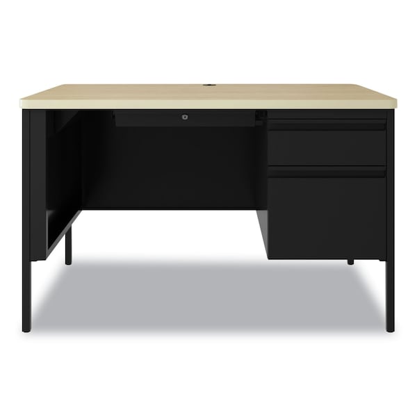 Hirsh Industries Teachers Pedestal Desks, One Right-Hand Pedestal: Box/File Drawers, 48inx30inx29.5in, Maple/Black - 24344