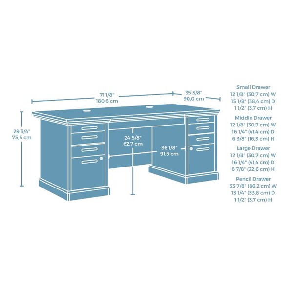 Worksense By Sauder 35.43 in D X 29.72 in H, 71.1 in W X Engineered wood - 427806
