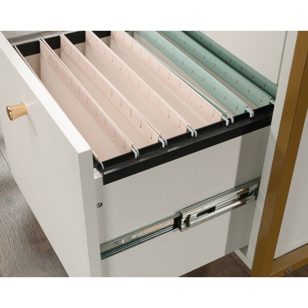 Sauder 59.06 in D X 30 in H, 59.06 in W X Engineered Wood, Metal, Glass - 433646