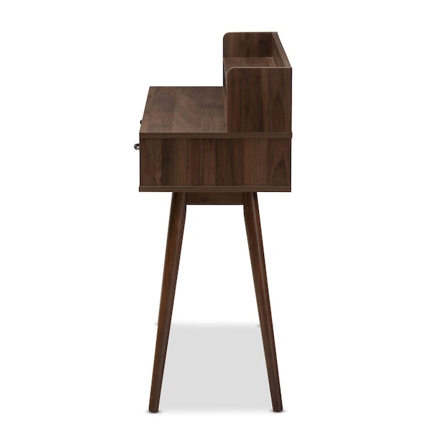 Baxton Studio Disa Mid-Century Modern Walnut Brown Finished 2-Drawer Desk - 142-8005