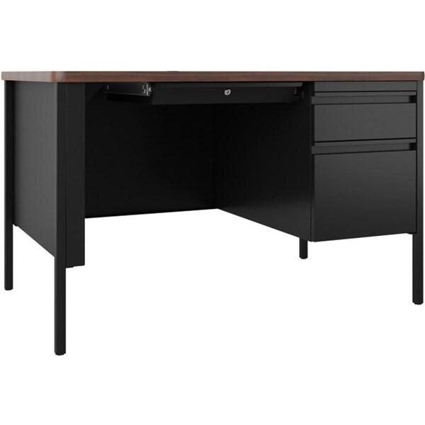 Lorell Fortress Series Walnut Top Teachers DeskBlack 48 x 30 x 29.5 in. - LLR66939