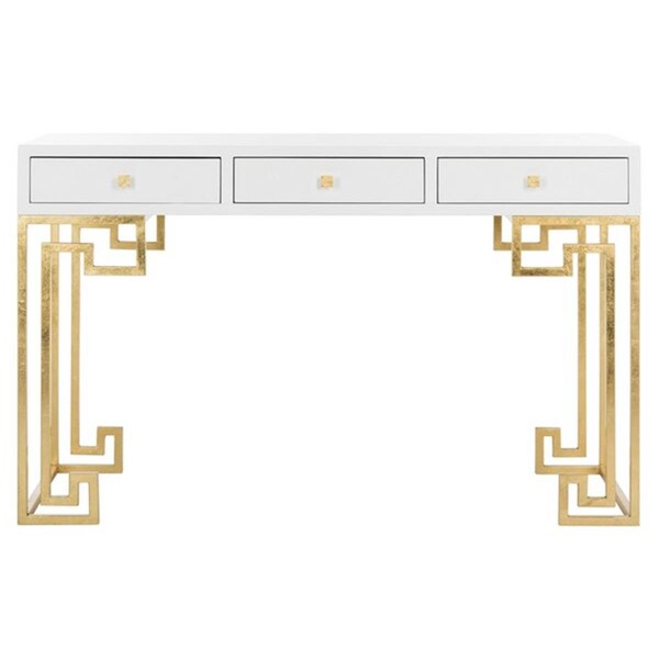 Safavieh Valeria Writing Desk, White & Gold Leaf - SFV3528A