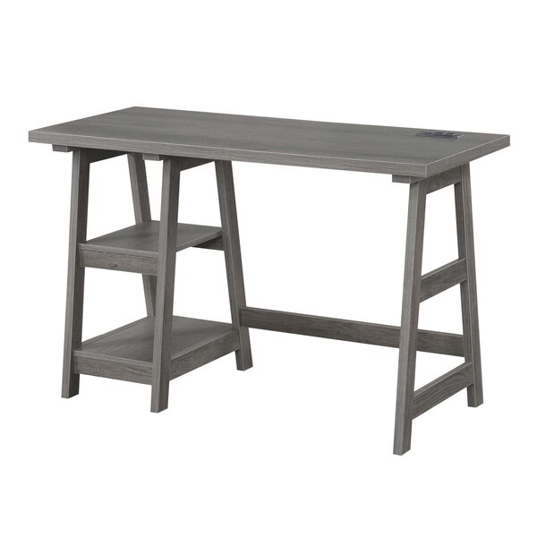 Convenience Concepts 47 x 20.25 x 29.25 in. Designs2Go Trestle Desk with Charging Station - HI2540368
