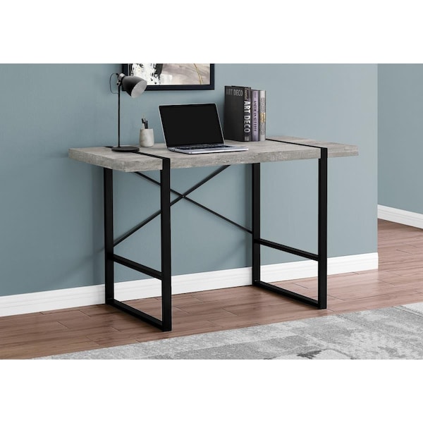 Daphnes Dinnette 48 in. Grey Reclaimed Wood & Black Metal Computer Desk - DA1599832