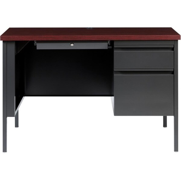 Lorell Fortress Series Mahogany Laminate Top DeskCharcoal & Gray - LLR66949