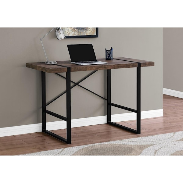 Daphnes Dinnette 48 in. Brown Reclaimed Wood & Black Metal Computer Desk - DA2454933