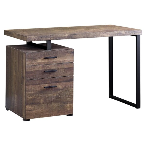 Daphnes Dinnette 48 in. Brown Reclaimed Wood & Black Metal Computer Desk - DA3070837