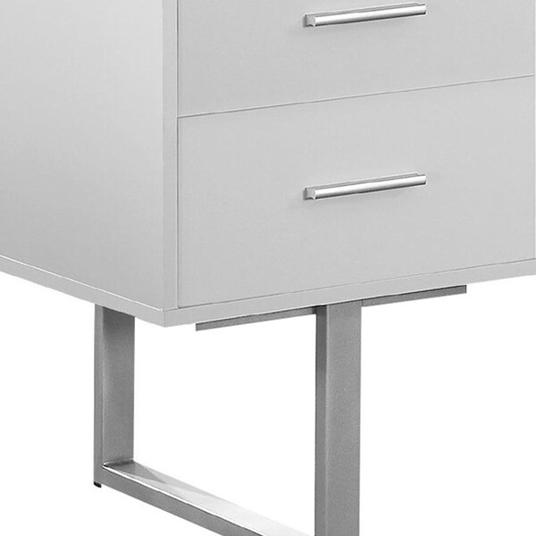 Homeroots 30.25 in. White Particle Board & Silver Metal Computer Desk with a Hollow Core - 333367