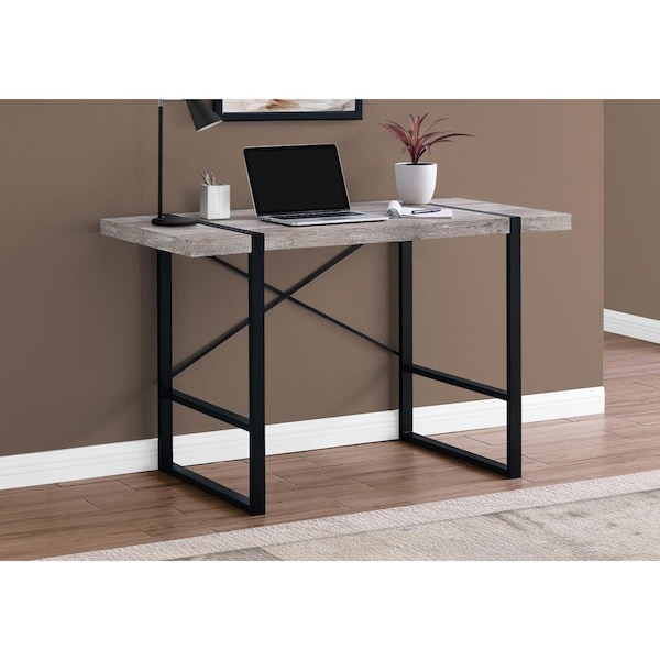 Daphnes Dinnette 48 in. Taupe Reclaimed Wood & Black Metal Computer Desk - DA3066998