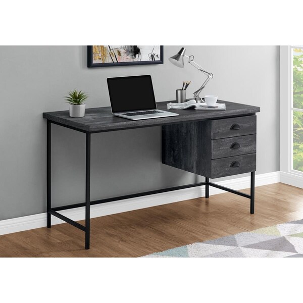 Daphnes Dinnette 55 in. Black Reclaimed Wood & Black Metal Computer Desk - DA3076390