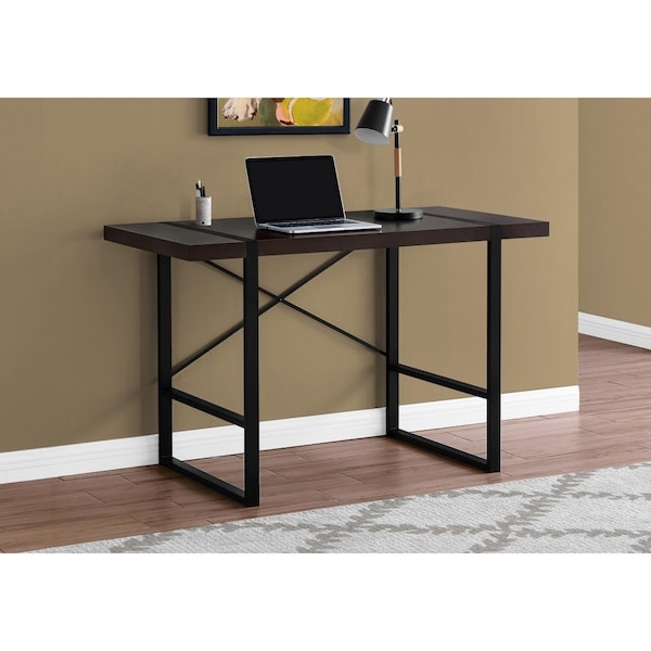 Daphnes Dinnette 48 in. Computer Desk - Cappuccino & Black Metal - DA3067081