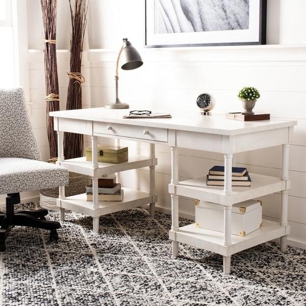 Safavieh Dixon Desk, White Washed - AMH1526A