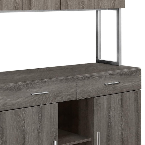 Homeroots 48 in. Dark Taupe Storage Credenza Office Cabinet - 333361