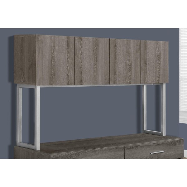 Homeroots 48 in. Dark Taupe Storage Credenza Office Cabinet - 333361