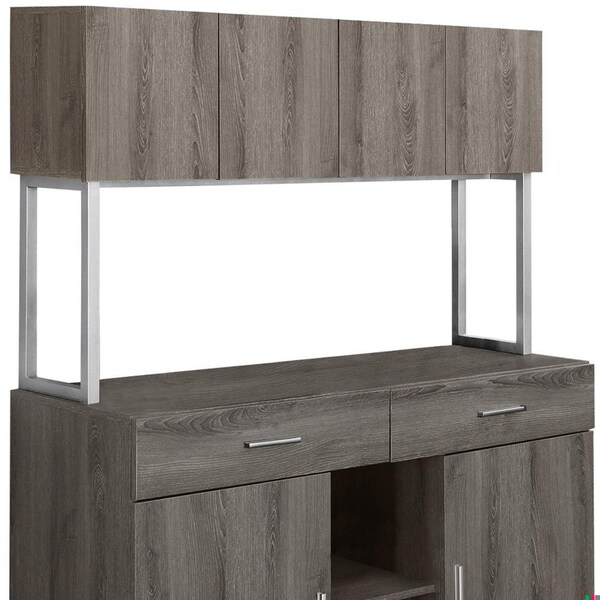 Homeroots 48 in. Dark Taupe Storage Credenza Office Cabinet - 333361