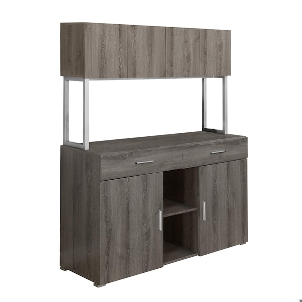 Homeroots 48 in. Dark Taupe Storage Credenza Office Cabinet - 333361