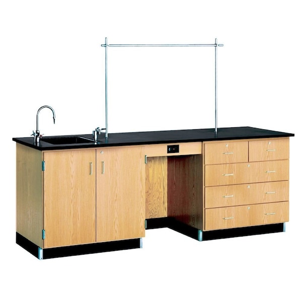 Diversified Spaces Teachers Desk Instructor Desk, 96" x 30" x 36", Fixture, 30" D X 36" H, 96" W X Red Oak - 1114K