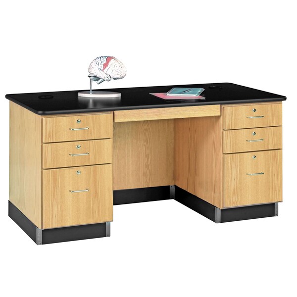 Diversified Spaces Teachers Desk Desk, Teacher, 60" x 30" x 30", 30" D X 30" H, 60" W X Red Oak - 1131K