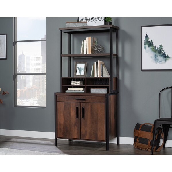 Sauder 18.504 in D X 66.417 in H, 32.283 in W X Engineered wood, Metal, Barrel Oak - 443693