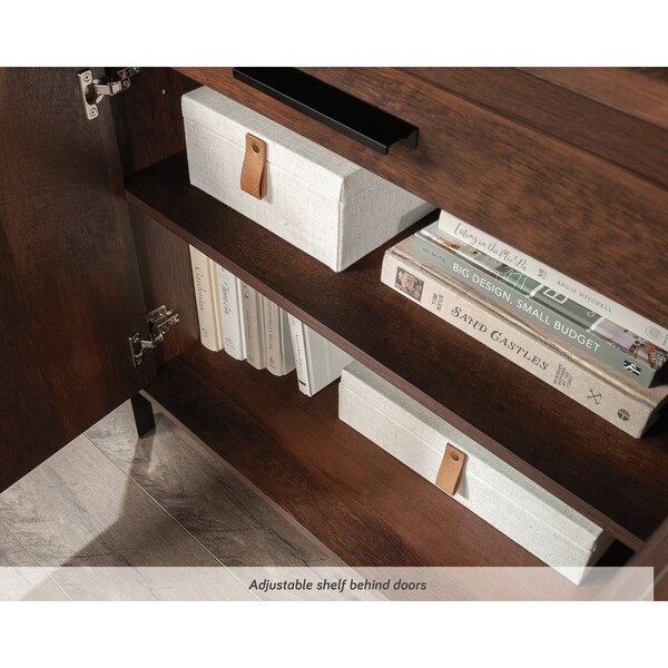 Sauder 18.504 in D X 66.417 in H, 32.283 in W X Engineered wood, Metal, Barrel Oak - 443693