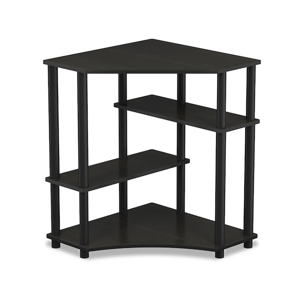 Furinno 16098EX-BK Turn-N-Tube Space Saving Corner Desk with Shelves, Espresso & Black - 16098EX/BK