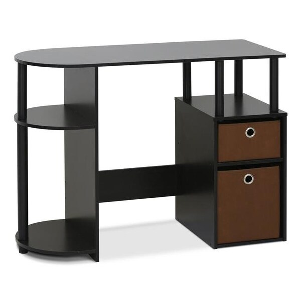 Furinno Furinno 15111EXBKBR Jaya Simplistic Computer Study Desk with Bin Drawers; Espresso - 15111EXBKBR
