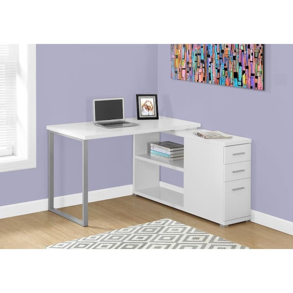 Gfancy Fixtures 29.5 in. Particle Board & Silver Metal Computer Desk with a Hollow Core - GF3708515