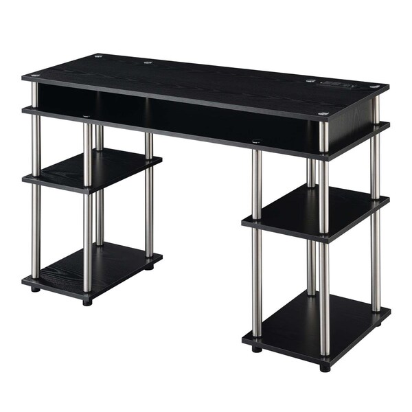Convenience Concepts Designs2Go No Tools Student Desk with Charging Station, Black - HI2540237