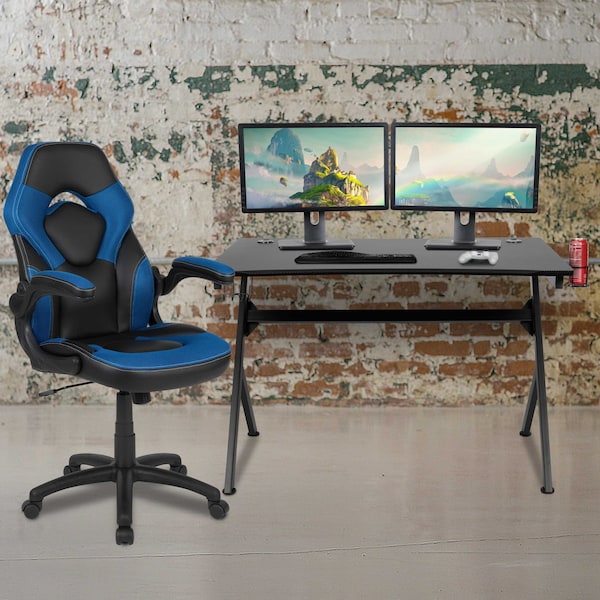 Flash Furniture Black Gaming Desk and Chair Set with Cup Holder - BLN-X10D1904-BL-GG