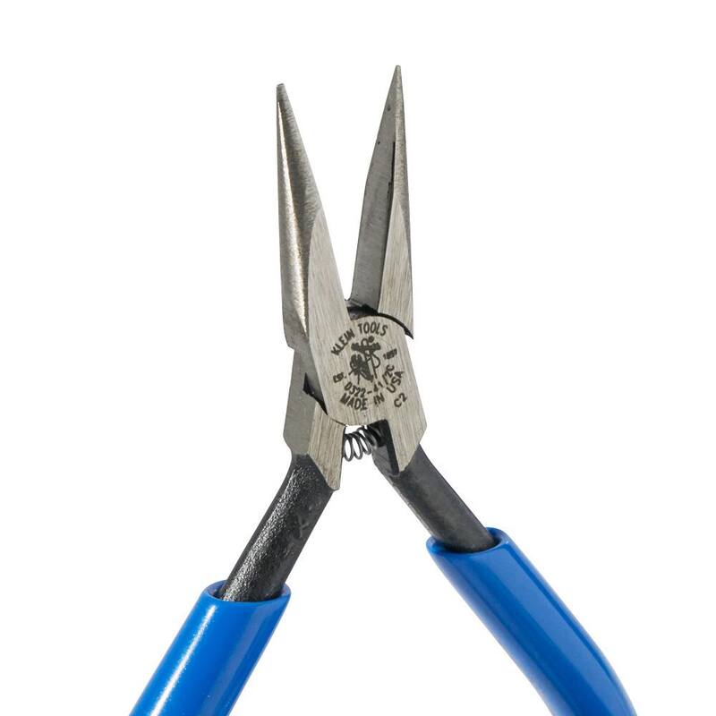 Klein Tools 4 in. Midget Long-Nose Pliers with Slim Nose and Spring - D322-4 1/2C